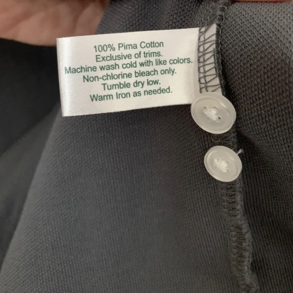 Criquet Men's Long Sleeve Pique Polo Shirt Pima Cotton Large Gray L golf 125$ - Picture 6 of 8